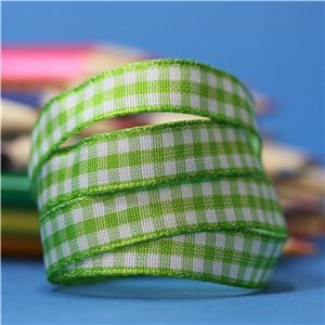 10mm Gingham Ribbon - Lime